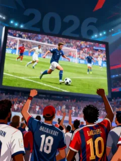 US soccer fans cheering, watching European football highlights, anticipating 2026 World Cup
