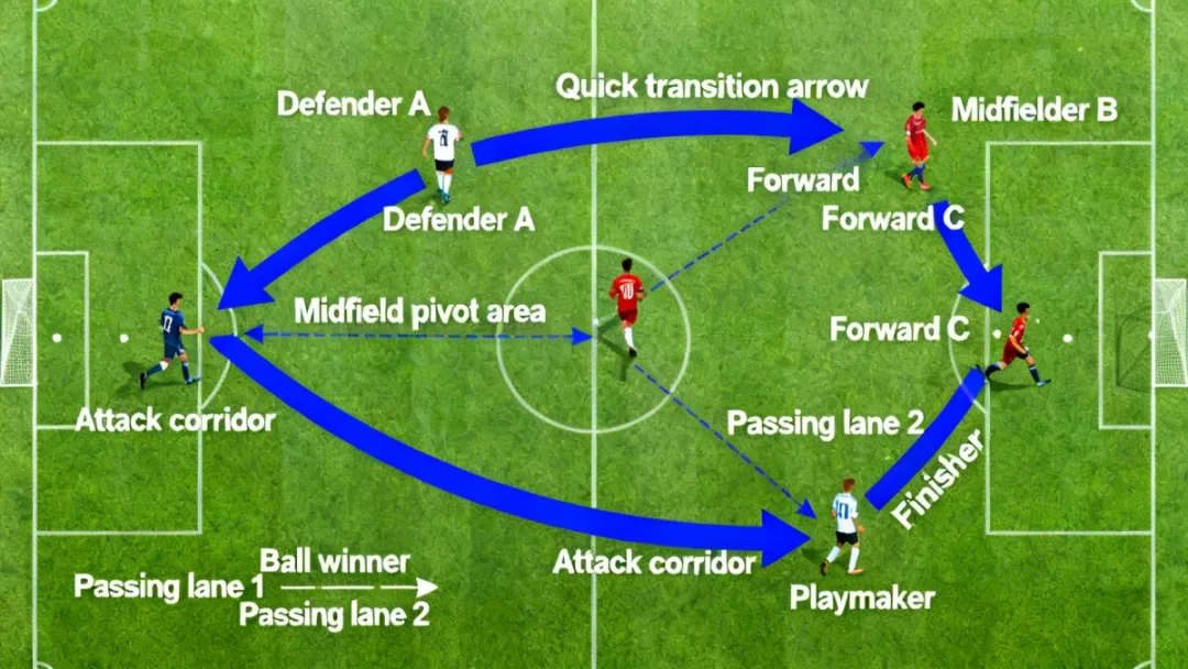 Tactical diagram of a successful counter-attacking strategy