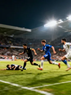 Dynamic football counter-attack in European match