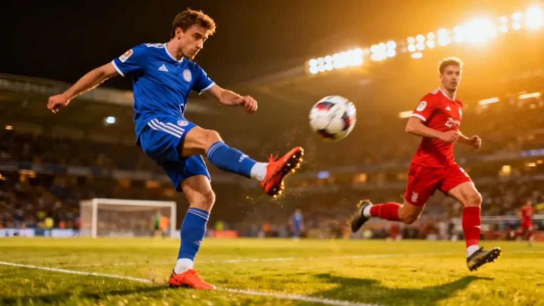 Midfielder executing a sublime no-look pass during a crucial European football match.