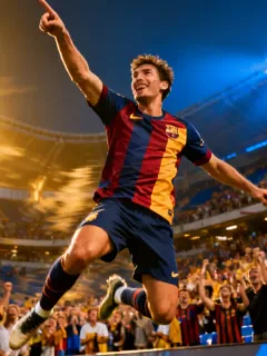 Football player celebrates unexpected winning goal in European League 2026