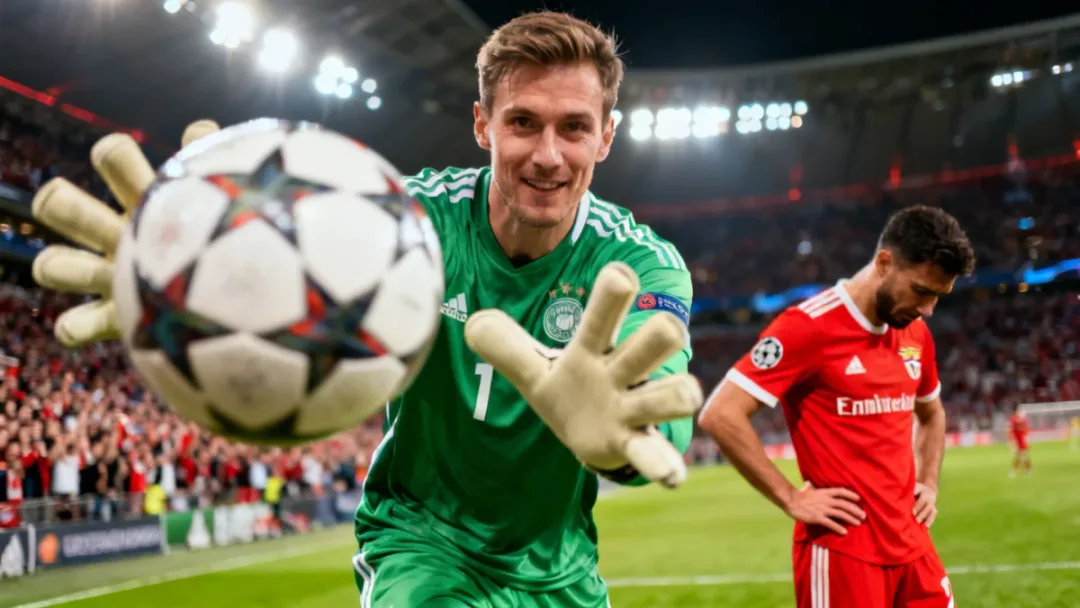 Goalkeeper confidently catching a shot during a European league match