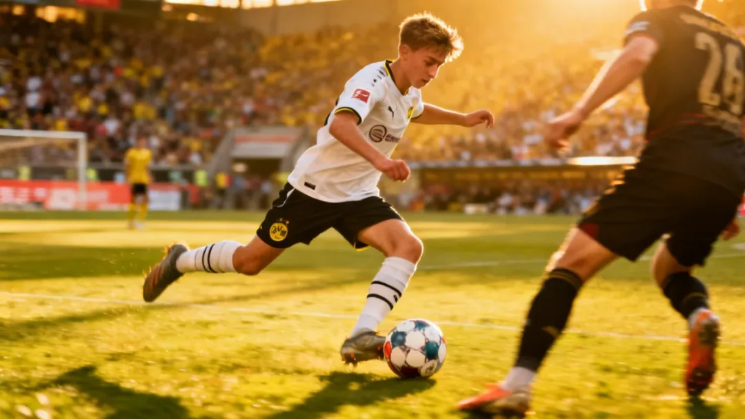 Dynamic Bundesliga player on the field, showcasing skill and potential for future transfers