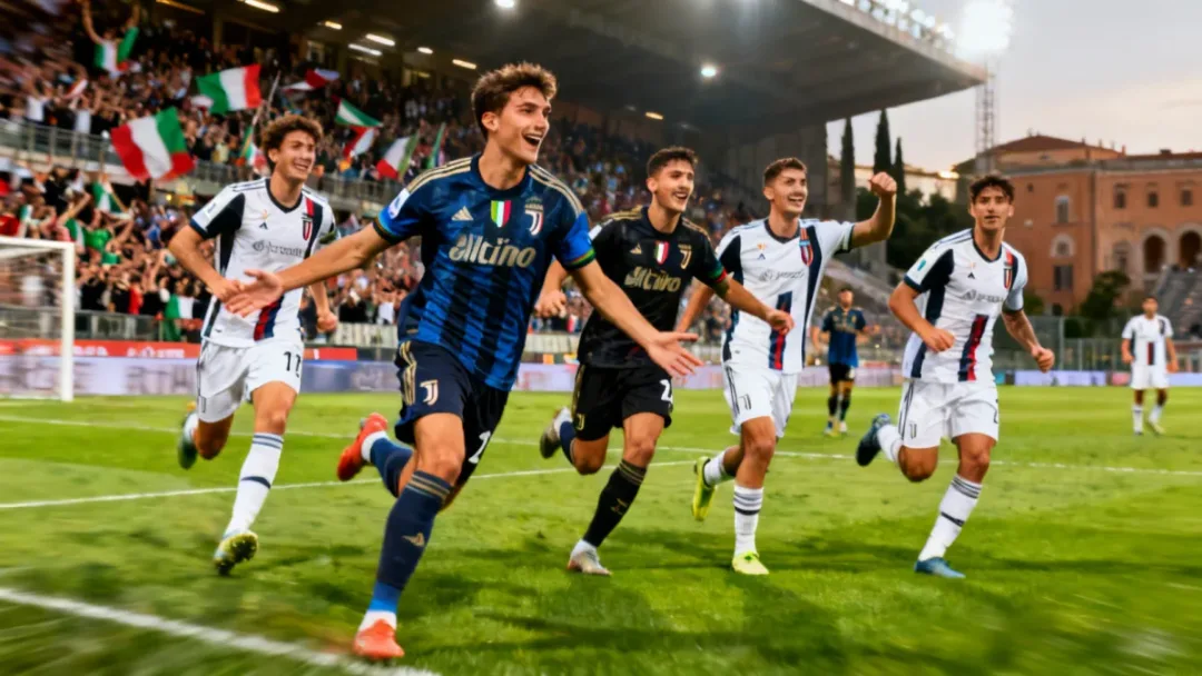 Emerging European football stars celebrating a goal in Serie A, captivating U.S. fans.