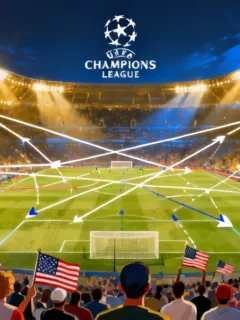 Dynamic illustration of 2026 Champions League tactics impacting American viewers
