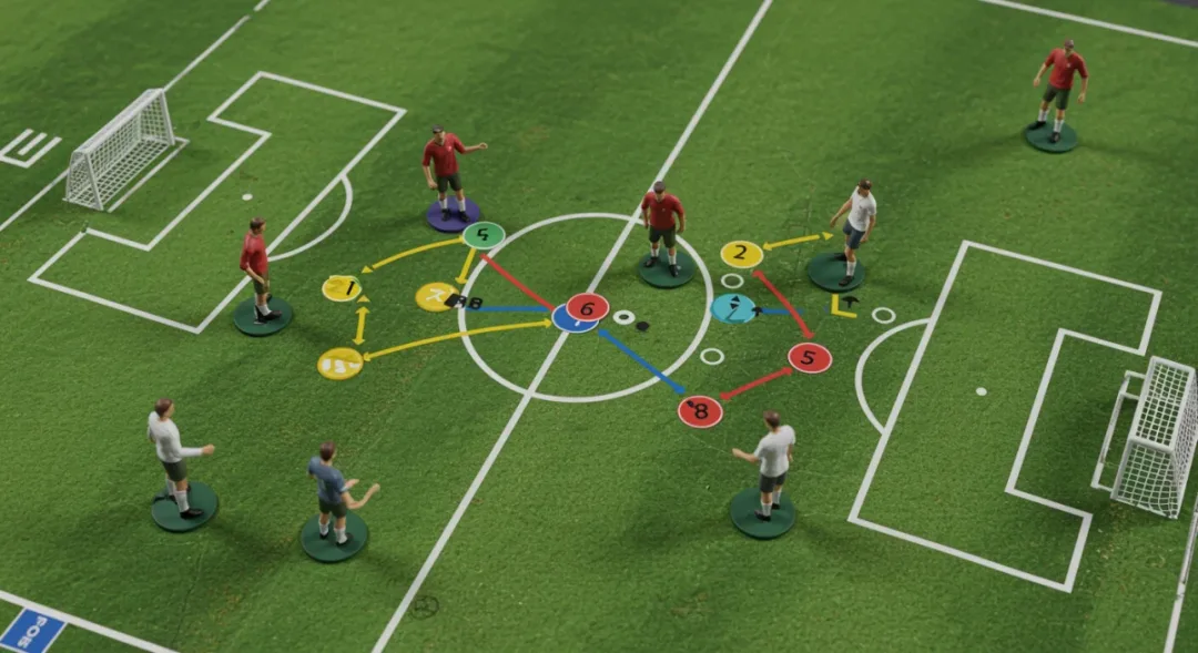 Football tactical board showing strategic formations for a European derby.