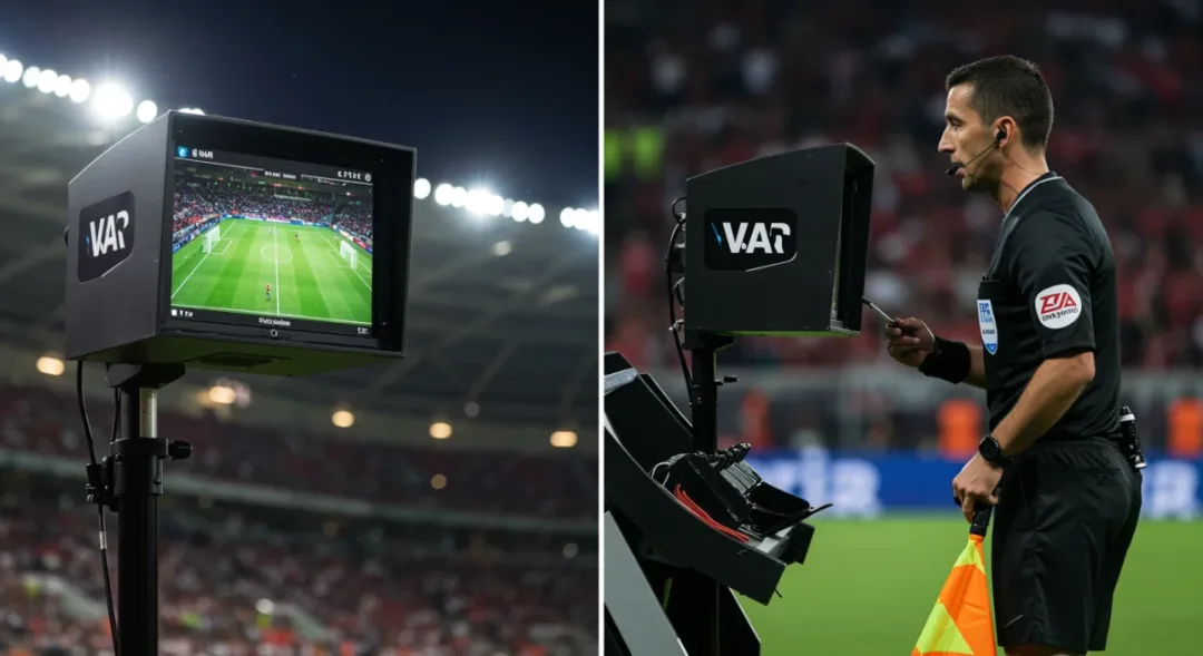 VAR review of a controversial foul in a European match