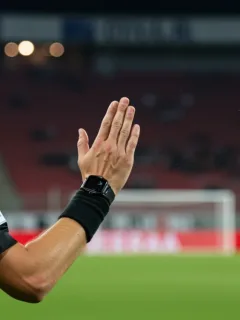 Referee making a crucial decision in a European football match, 2026