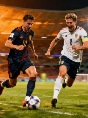 Dynamic European forwards displaying exceptional skill, symbolizing increased market value.