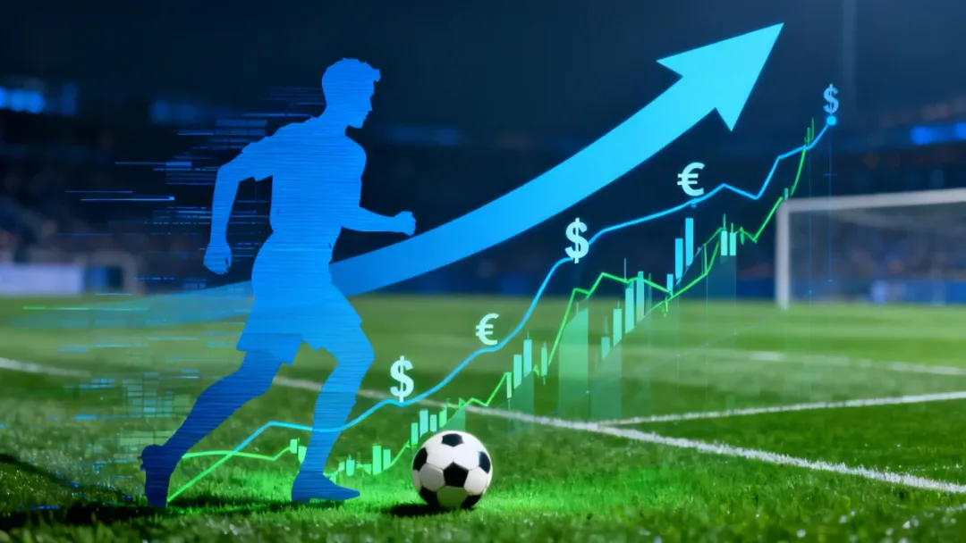 Graphic illustrating a player's increased market value after Euro 2024.