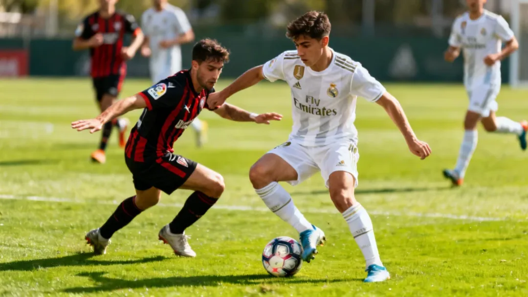 Young football talent showcasing dribbling skills on the field, a key aspect for European prospects to dominate by 2026.