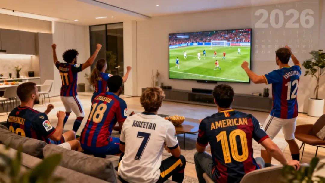 American fans watching emerging European league football on TV in 2026