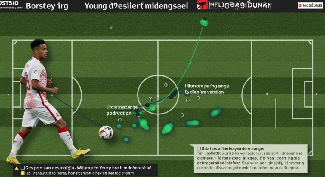 Tactical heatmap illustrating a young midfielder's comprehensive passing and defensive contributions in a European game.