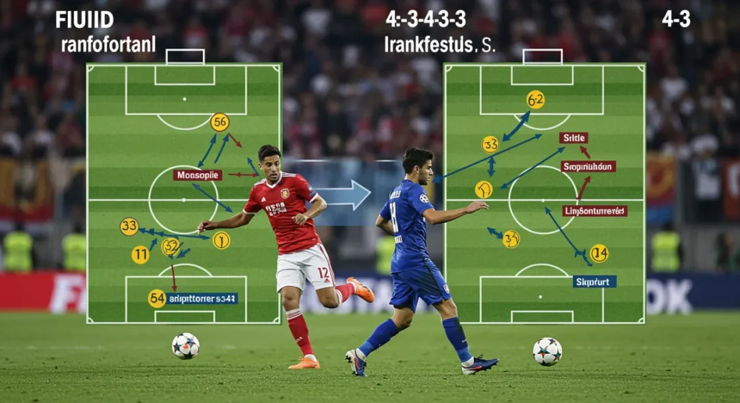 Dynamic player movement in a fluid football formation, showcasing tactical versatility.