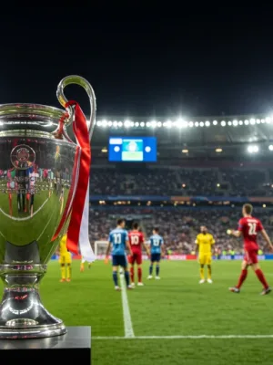 2026 European League Power Rankings trophy celebration in a grand stadium.