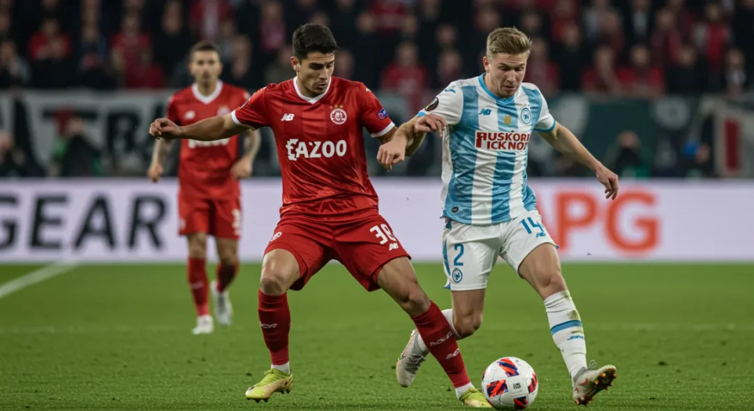 Midfield battle in a tense European football derby