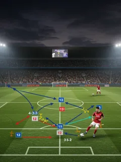 Dynamic football formation shift on a tactical board leading to a game-winning goal