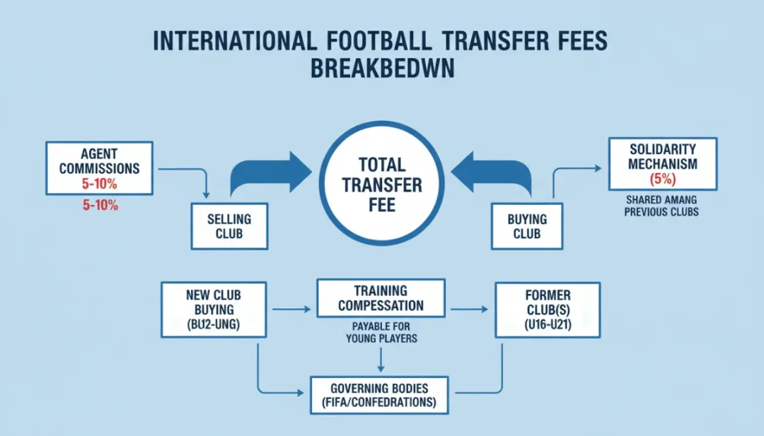 Infographic detailing components of international football transfer fees