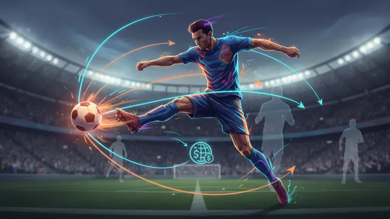 Dynamic illustration of a soccer player navigating new loan rules and transfer pathways.